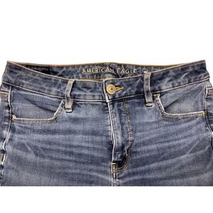 American Eagle Dream Jean Hi Rise Jegging Distressed Ripped Medium Wash 8 Short